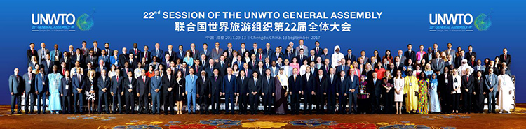 Los representantes de todos los países durante la Asamblea de la OMT